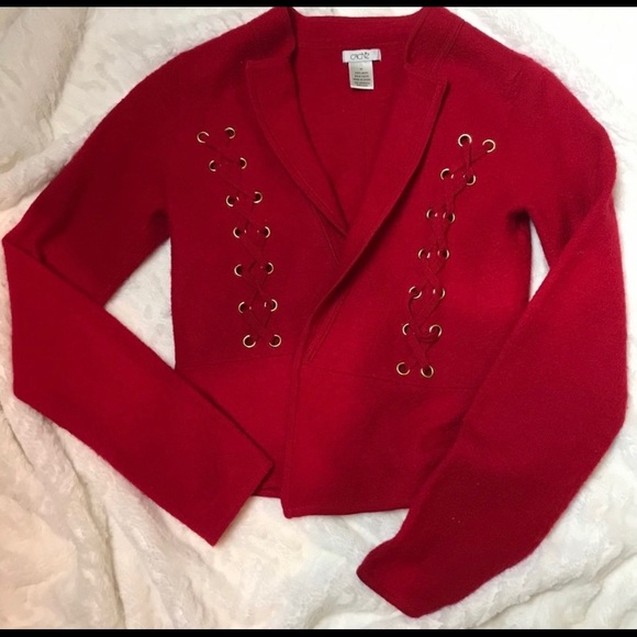 ❤️ CACHE - Red Light Wool Jacket with Grommets - Picture 1 of 8